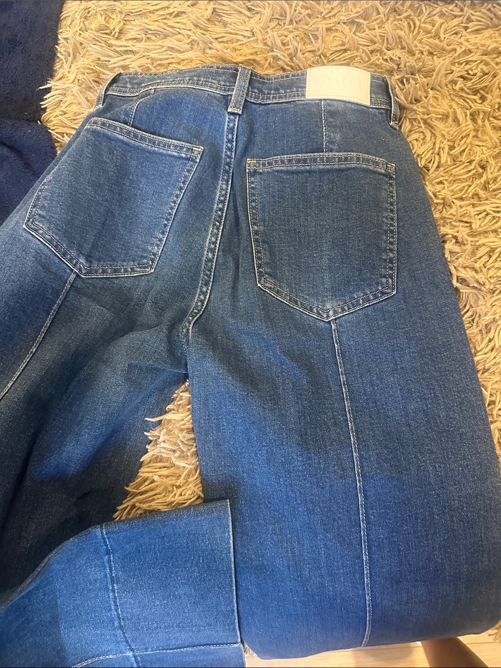 pistola Wide-Leg High-Rise Crop Jeans in Blue - Picture 7 of 8